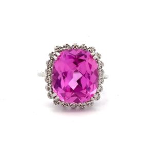 Estate Lady's Synthetic Pink Sapphire Ring 071442