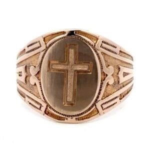 Estate Cross Gold Ring 071645