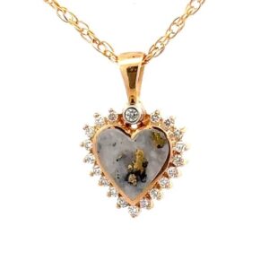 Diamond & Gold Quartz Heart Pendant FF312G2