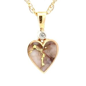 Gold Quartz Heart Pendant FF217G2 - Alaska Mint