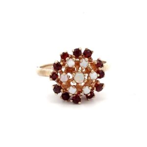 Estate Opal & Ruby Cluster Ring 074112