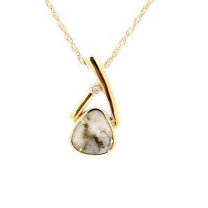 14K Gold Quartz & Diamond Pendant P2562-GQ