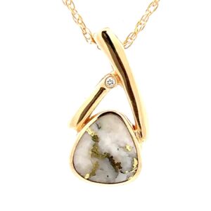 14K Gold Quartz & Diamond Pendant P2562-GQ