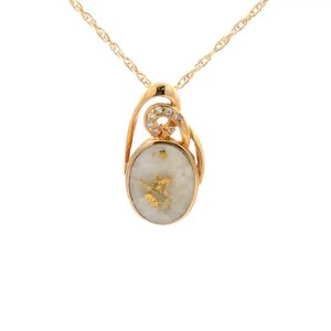 Gold Quartz & Diamond Oval Pendant P2602-GQ