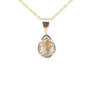 Diamond & Gold Quartz Pear Shaped Pendant PN630DQ