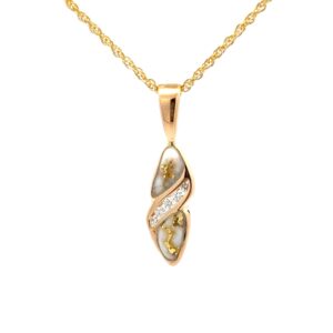 Gold Quartz & Diamond Pendant PRL612D10QX