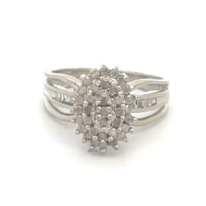Estate White Gold Diamond Cluster Ring 090030