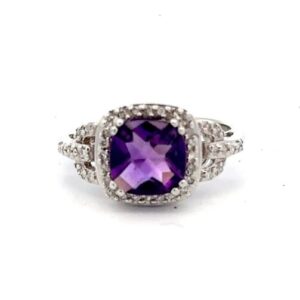 Estate Amethyst & Diamond Ring 090371