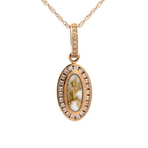 Oval Halo Gold Quartz & Diamond Pendant PN1049DQX