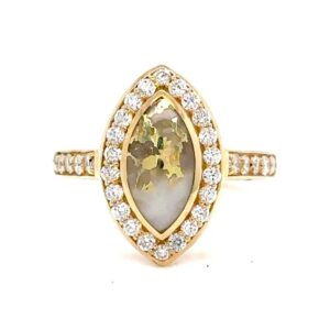 Diamond Halo Gold Quartz Ladies Ring 703g2