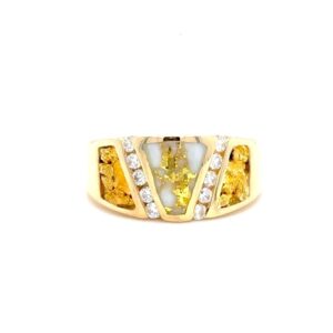 Gold Nugget & Gold Quartz Diamond Band RLBSL1325DNQ