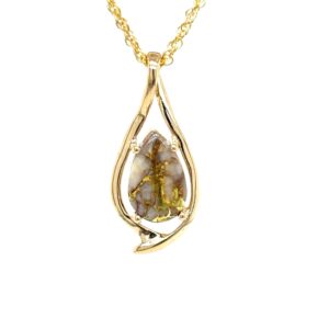 Gold Quartz Tear Drop Pendant PN774QX