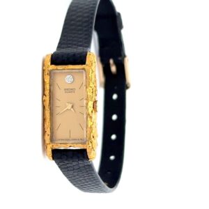 Lady's Alaskan Seiko Gold Nugget Watch with Leather Band 078074