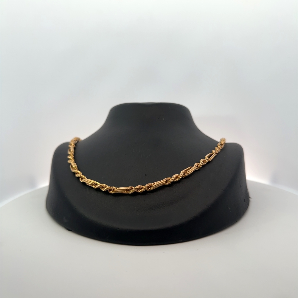 14K 3.5mm Rope Link Figaro Estate 18" Chain 090621