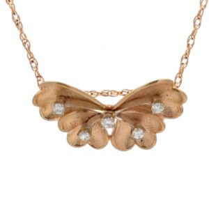 14K Butterfly & Diamond Estate Pendant 7475