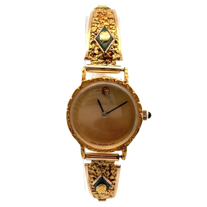 Movado Womens Gold Nuggets & Jade Estate Watch 071052