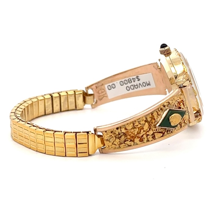Movado Womens Gold Nuggets & Jade Estate Watch 071052 - Image 5