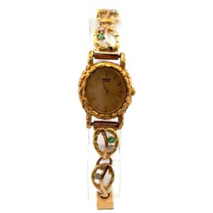 Seiko Womens Gold Nugget & Emerald Estate Watch 071984