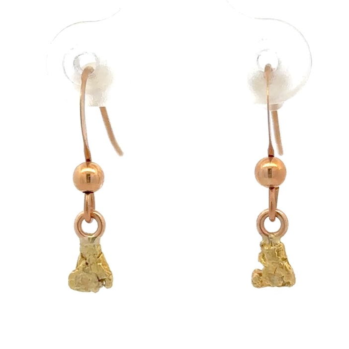 14K Gold Nugget Dangling Earrings E8/WD