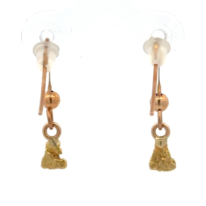 14K Gold Nugget Dangling Earrings E8/WD - Image 3