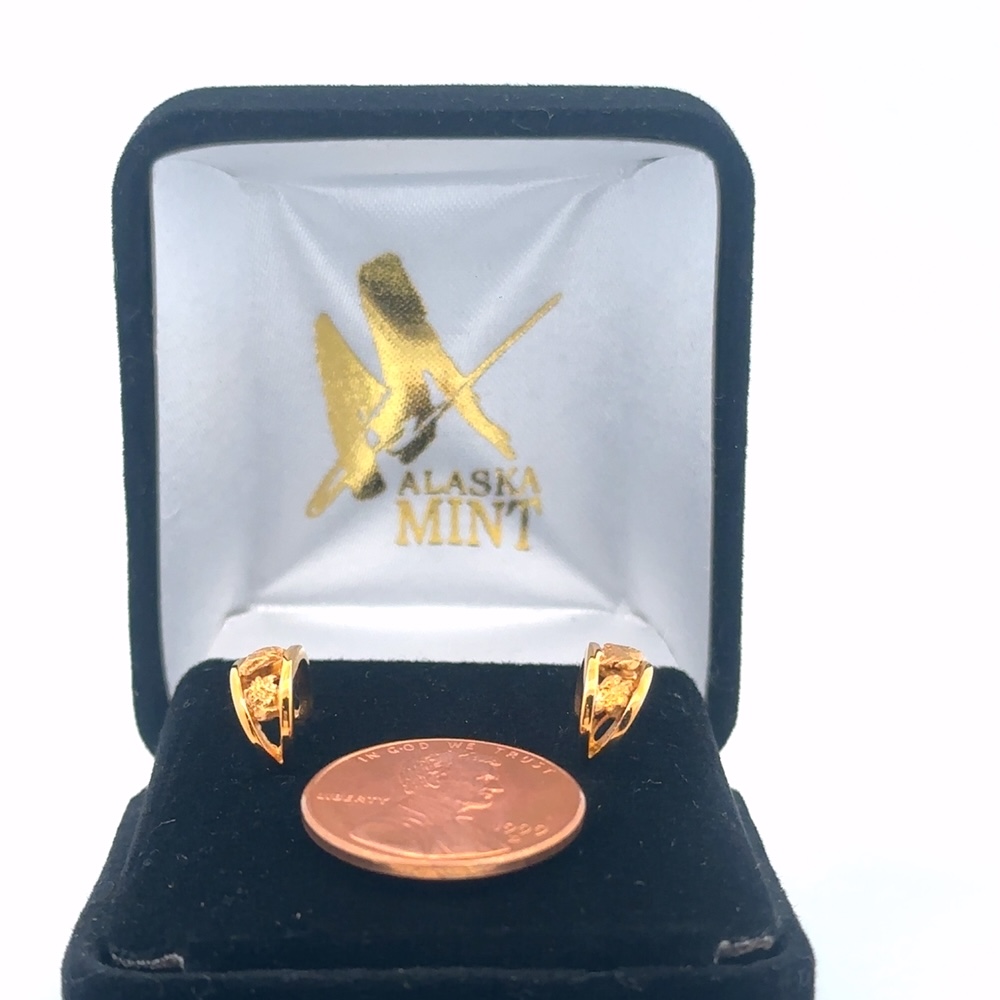 14K Gold Nugget Hoop Earrings EAJ030 - Image 5
