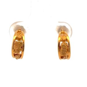 14K Gold Nugget Hoop Earrings EAJ030