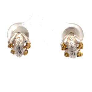 Sterling Silver & Gold Nugget Frog Earrings EP030