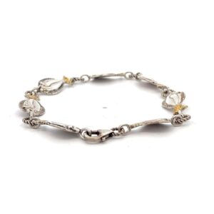 Sterling Silver & Gold Nugget Halibut Bracelet BR034