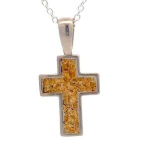 Sterling Silver & Gold Nugget Cross Pendant 075740