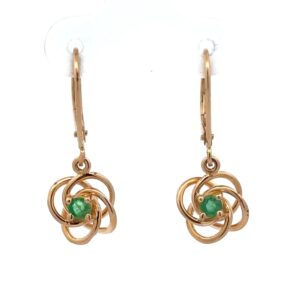 Estate 14K Emerald Dangling Earrings 075830