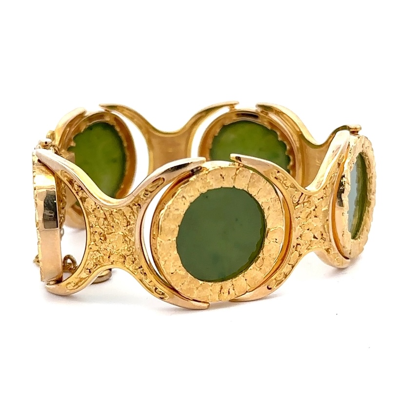 Estate Gold Nugget & Jade Bracelet 075884 - Image 2