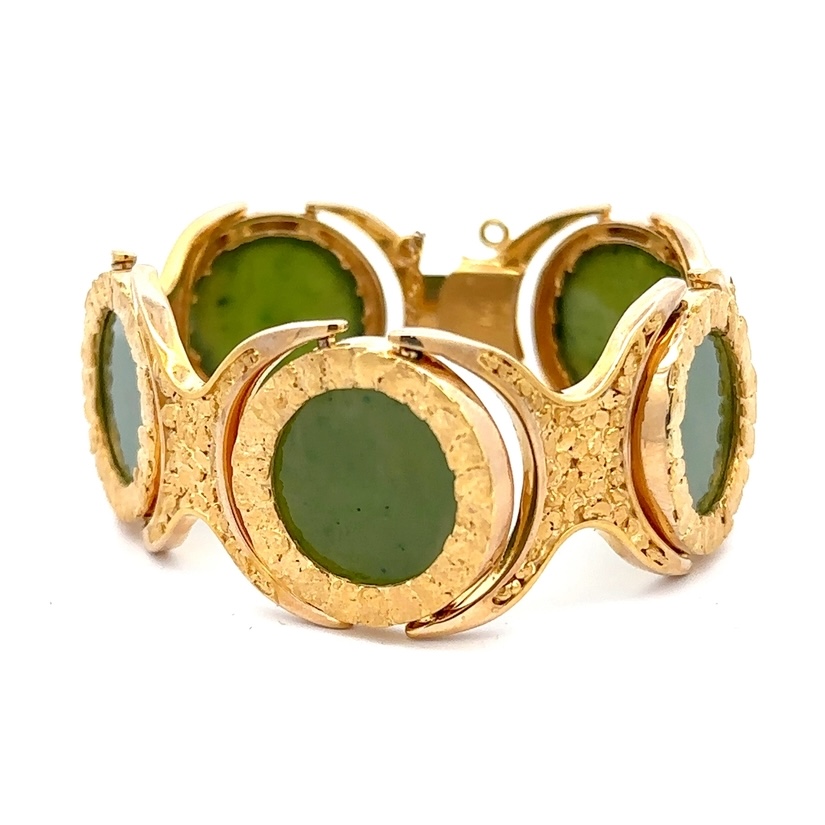 Estate Gold Nugget & Jade Bracelet 075884 - Image 3