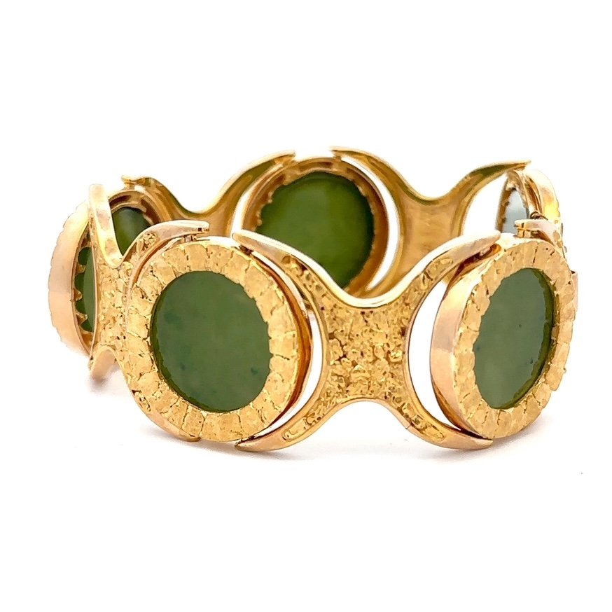 Estate Gold Nugget & Jade Bracelet 075884 - Image 4