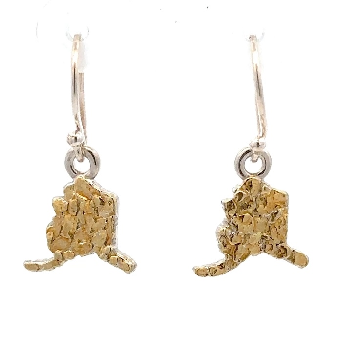 Gold Nugget Alaska Dangling Earrings 076176