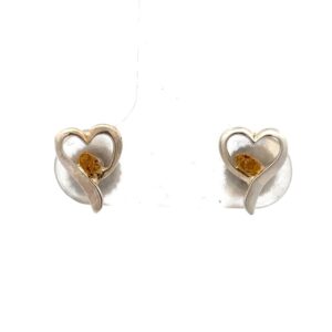 Sterling Silver & Gold Nugget Heart Earrings ER-431 SS