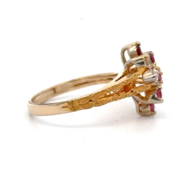 Estate Gold Nugget & Diamond Ruby Ladies Ring 078002 - Image 4