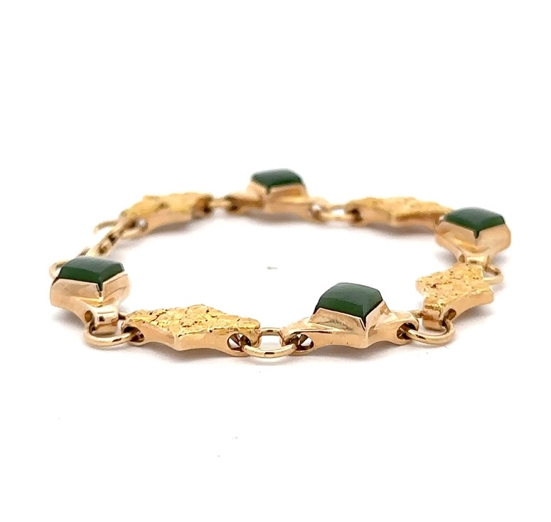 Estate Jade & Nugget Bracelet 078026 - Image 4