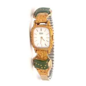 Seiko Womens Gold Nugget & Jade Alaska Flag Estate Watch 078082