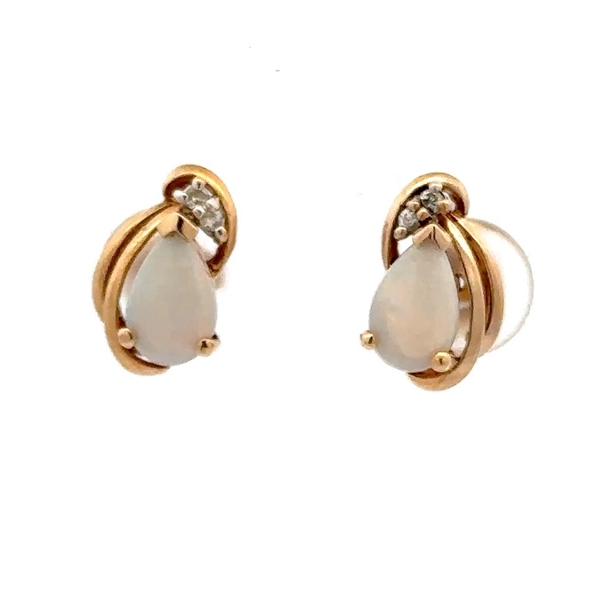 Estate Opal & Diamond Earrings 078103