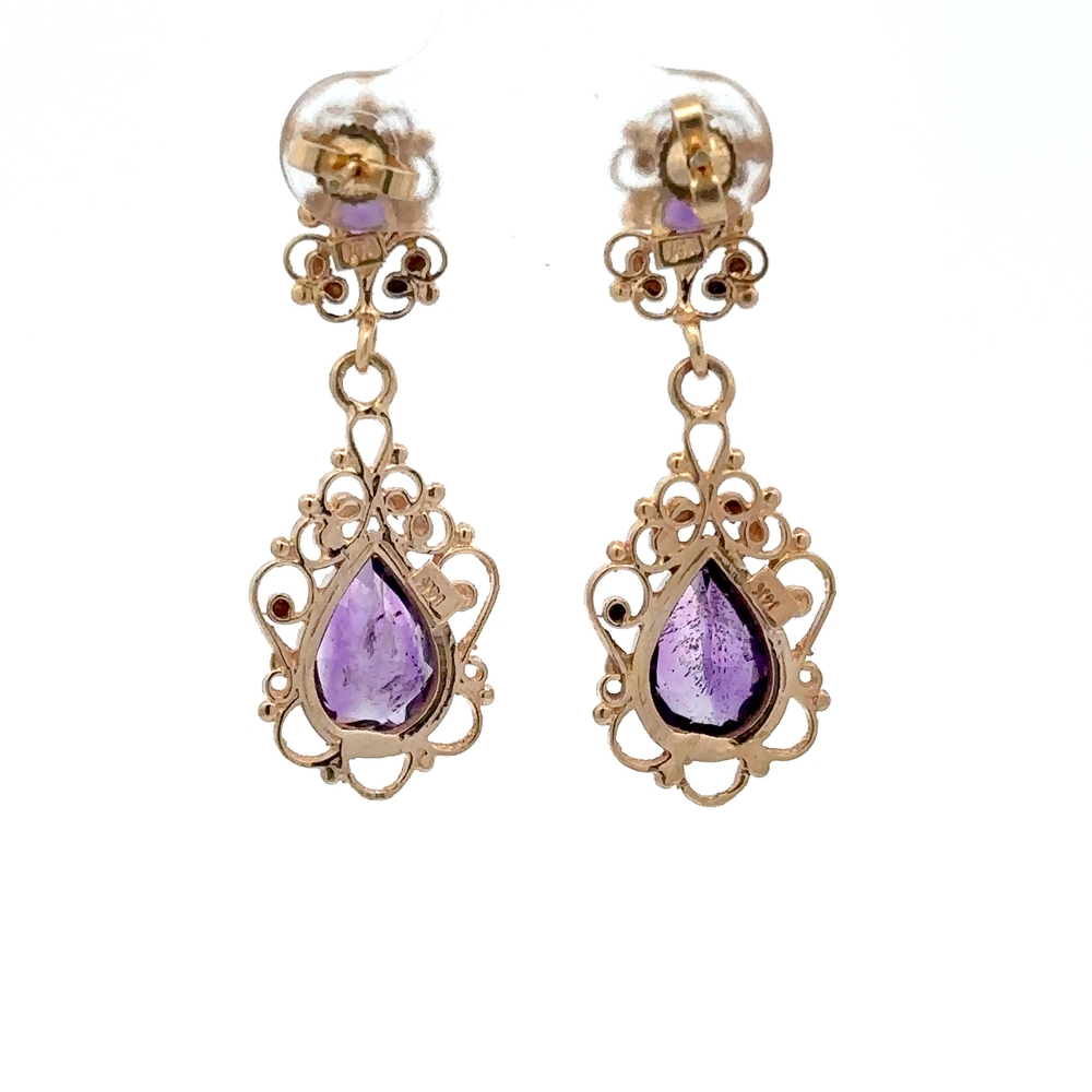 Amethyst Estate Dangling Earrings 078135 - Image 3