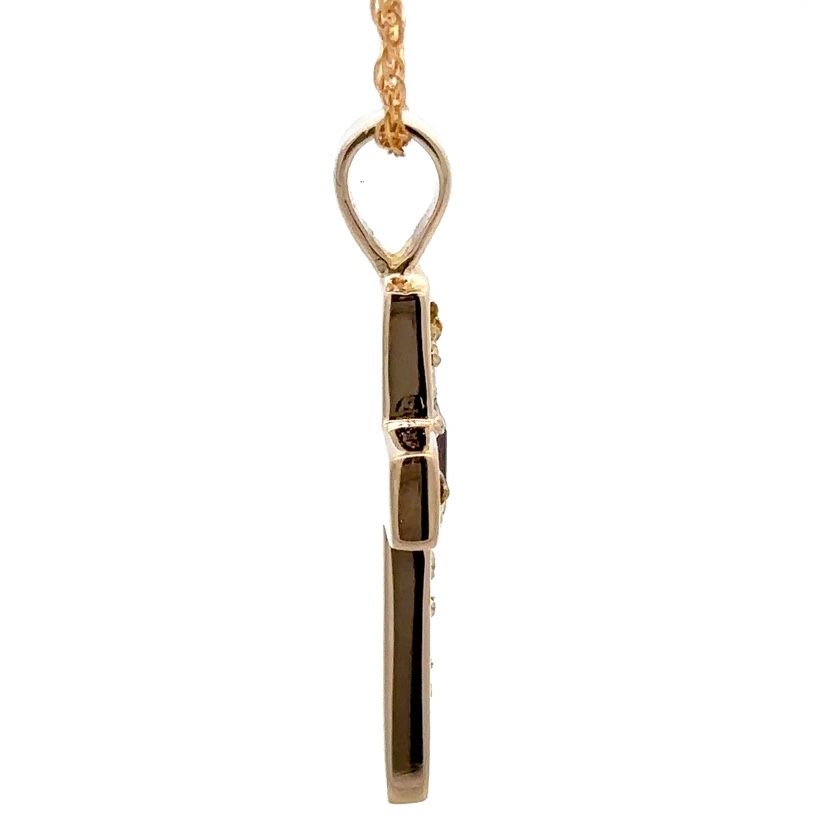 Gold Nugget & Ruby Cross Pendant - Image 2