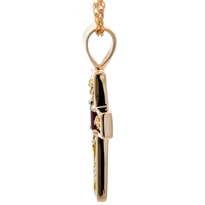 Gold Nugget & Ruby Cross Pendant - Image 4