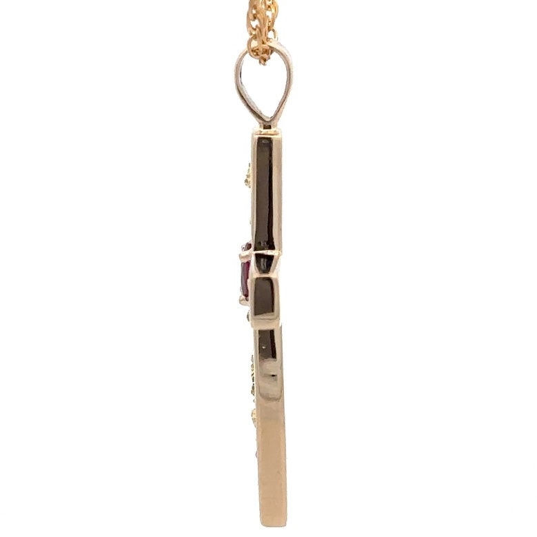Gold Nugget & Ruby Cross Pendant - Image 4