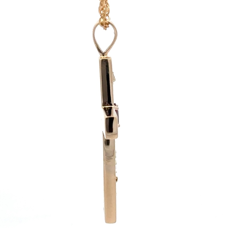 Gold Nugget & Ruby Cross Pendant - Image 2