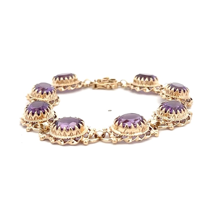 14k Amethyst 7.5" Estate Bracelet 078162 - Image 3