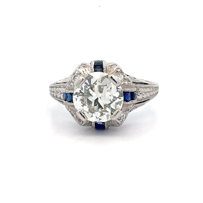 Lady's Estate Diamond & Sapphire Ring 078164