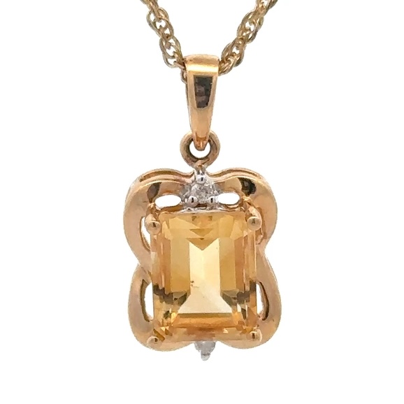 Estate 14K Citrine Pendant 090078