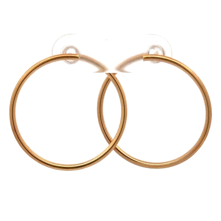 Estate 18K Hoop Post Earrings 090639