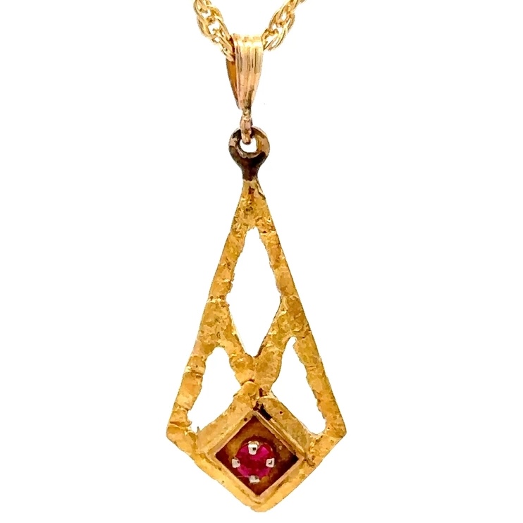Estate Nugget & Synthetic Ruby Pendant 090631