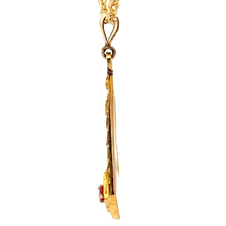 Estate Nugget & Synthetic Ruby Pendant 090631 - Image 4